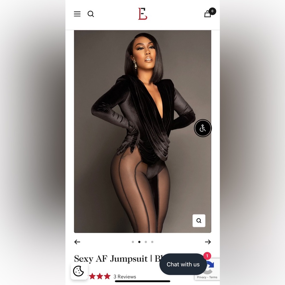 ELLAÉ LISQUÉ Sexy AF Jumpsuit Black Velvet Size Large